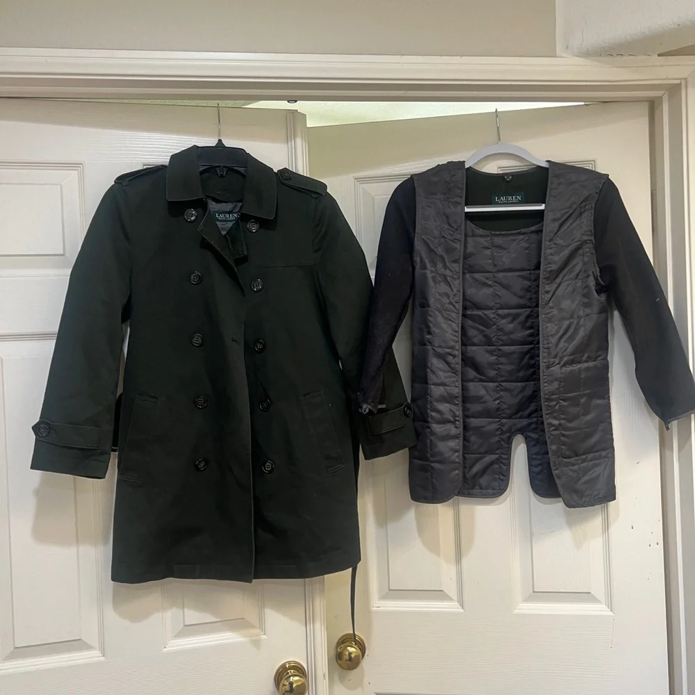LAUREN Ralph Lauren Big Boy's 10 R Trench Removable Liner Coat -‎ Dark Olive